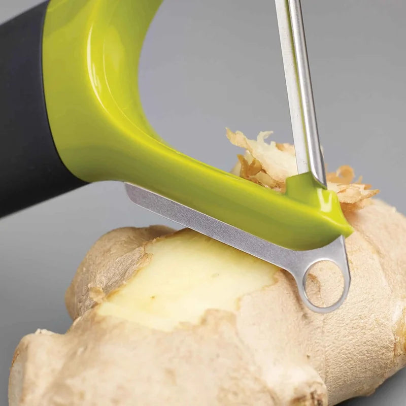 Multi-Peel 3-in-1 Y-Shaped Vegetable Peeler with Scraping Blade - Green