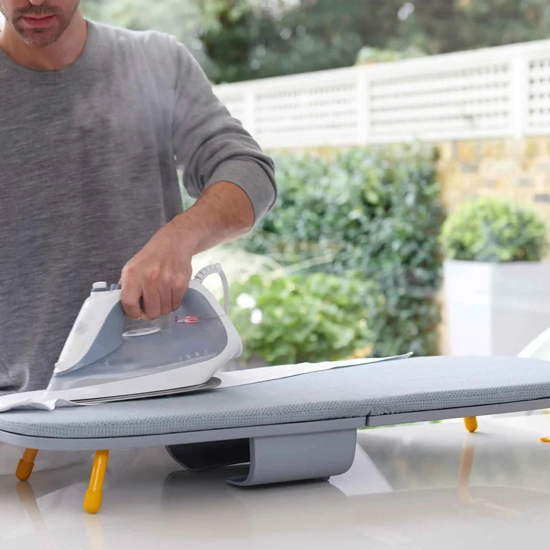 Pocket Folding Table-Top Ironing Board with Iron Storage - 90cm, Grey
