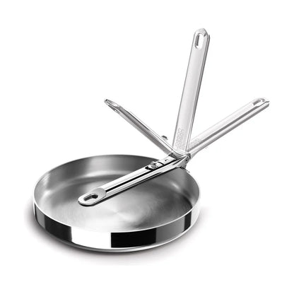 Space Folding Handle 3-Ply Stainless Steel Frying Pan - 24cm