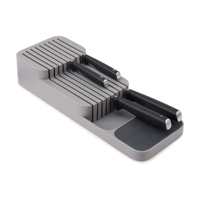 DrawerStore Compact 2-Tier Knife Organizer for 9 Knives - Grey