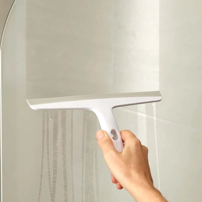 EasyStore Slimline Shower Squeegee with Suction Holder &amp; Hook - Light Grey