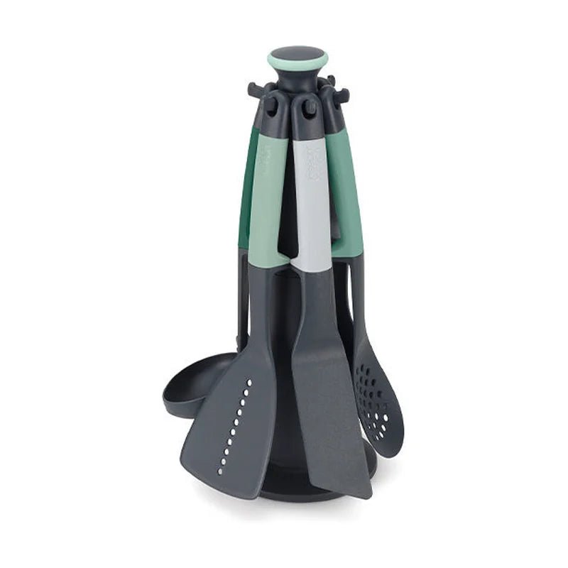 Elevate 6-Piece Kitchen Utensil Set with Rotating Carousel Stand - Sage Green