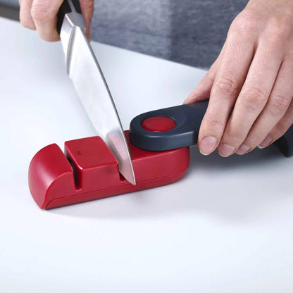 Rota Folding Knife Sharpener with Coarse &amp; Fine Ceramic Wheels - Grey &amp; Red