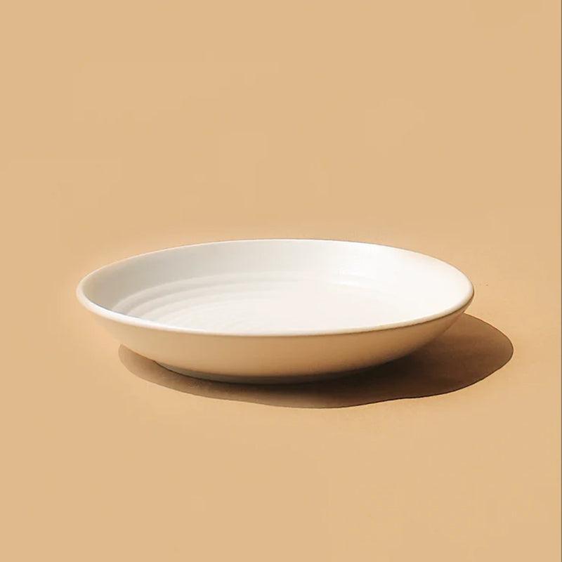 Kanji Flat Ripple Ceramic Platter - Off - white - Waha Lifestyle