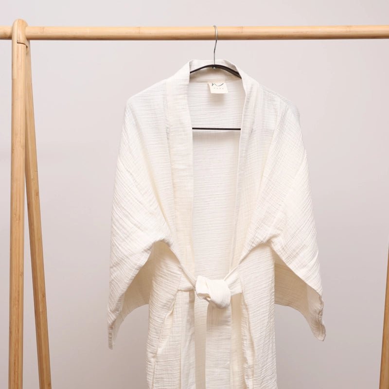 Kimi Cotton Kimono With Belt - Off - white - Waha Lifestyle