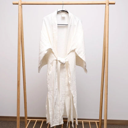 Kimi Cotton Kimono With Belt - Off - white - Waha Lifestyle