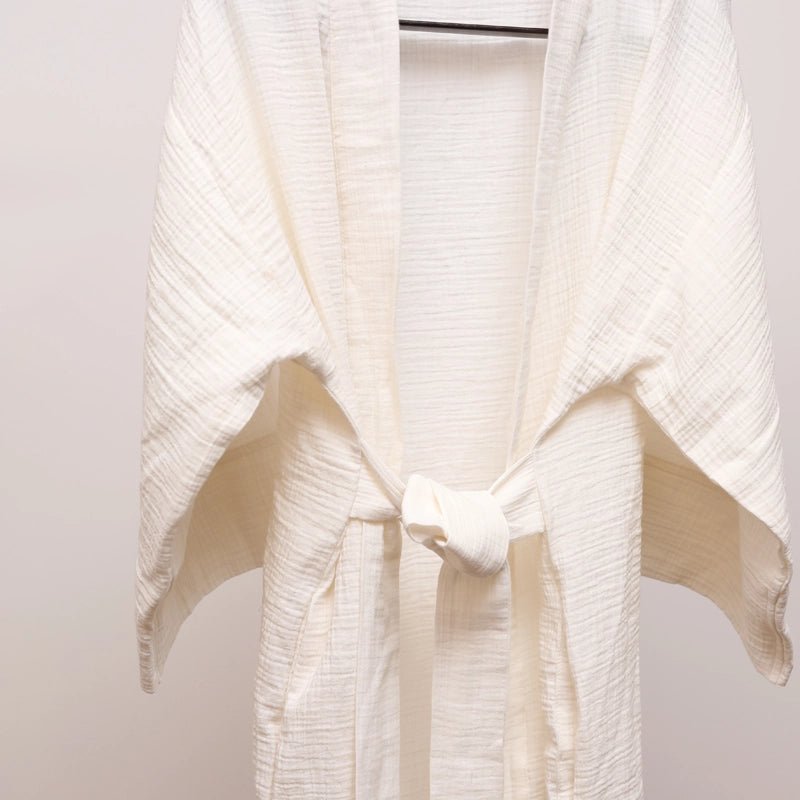 Kimi Cotton Kimono With Belt - Off - white - Waha Lifestyle