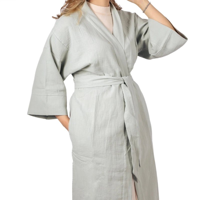 Kimi Cotton Kimono With Belt - Sage Green - Waha Lifestyle