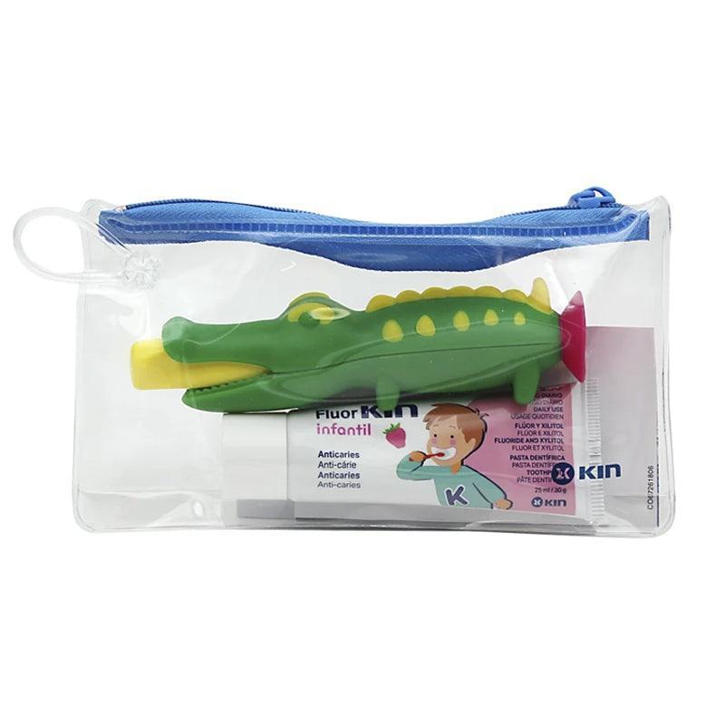 Kin Children Toothbrush + Toothpaste Crocodile Travel Kit - Waha Lifestyle