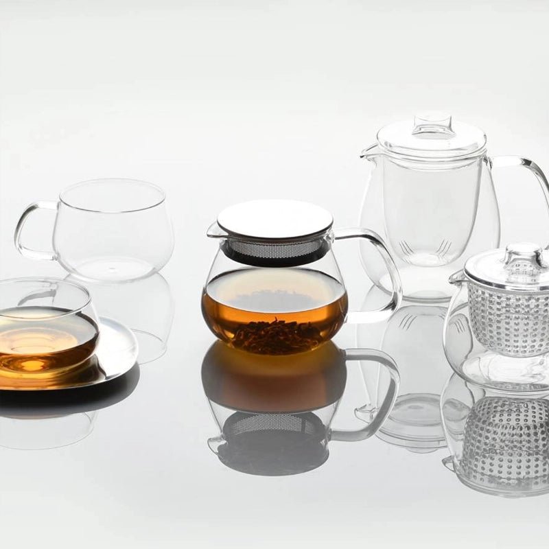 Unitea Heat-Resistant Glass Cup &amp; Stainless Steel Saucer Set