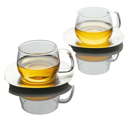 KINTO Unitea Heat-Resistant Glass Cup &amp; Stainless Steel Saucer Set in Kuwait - Waha Lifestyle