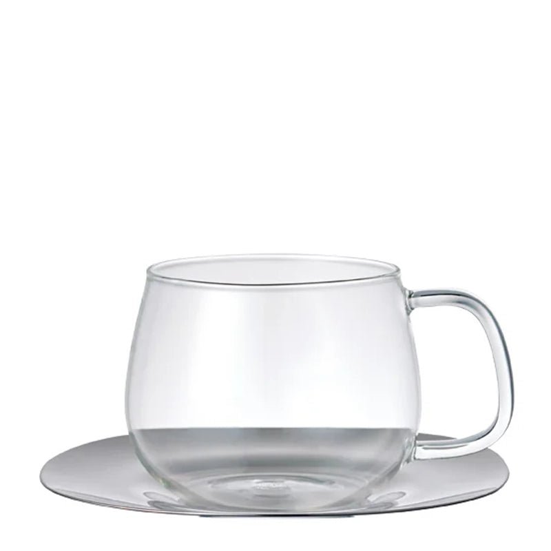 Unitea Heat-Resistant Glass Cup &amp; Stainless Steel Saucer Set