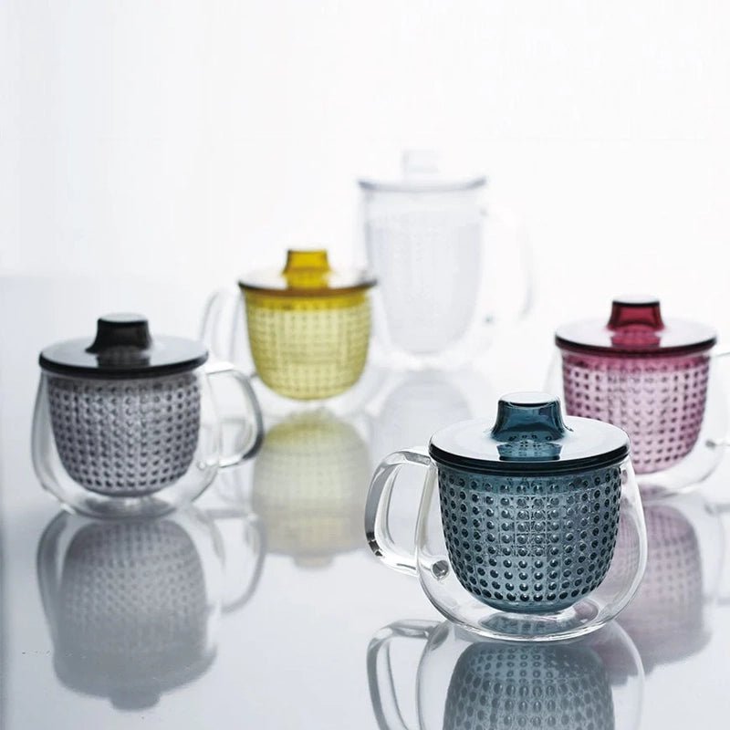 Unitea Uni Mug Heat-Resistant Glass Mug with Strainer Lid