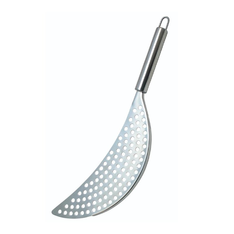 Stainless Steel Crescent Shaped Pan Drainer with Handle