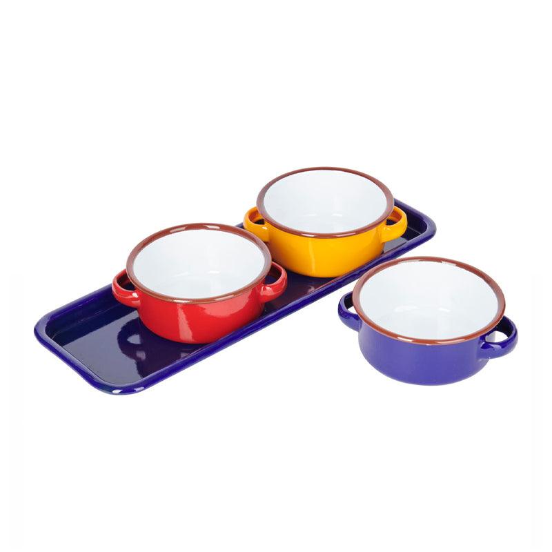 Kitchen Craft World Of Flavours Ceramic 3 Dip Bowls Set With Tray