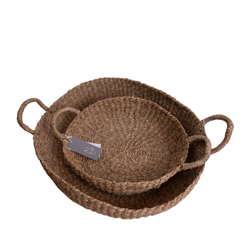 Kuten Round Seagrass Woven Storage Basket with Handles - 2pcs - Waha Lifestyle