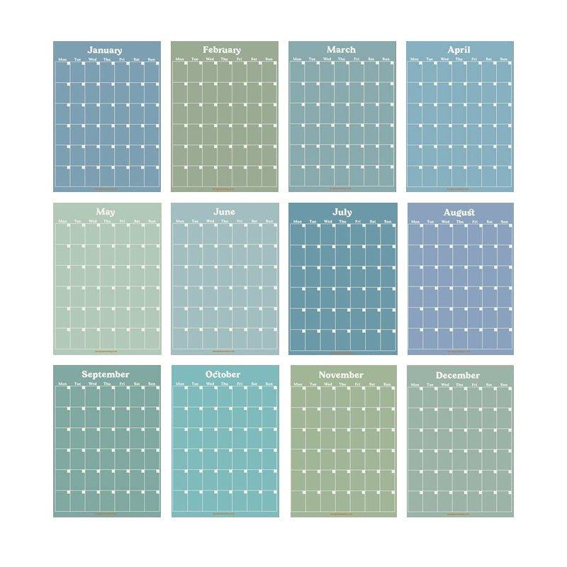 Large 12 Pages Monthly Undated Wall Planner - A3 - Waha Lifestyle