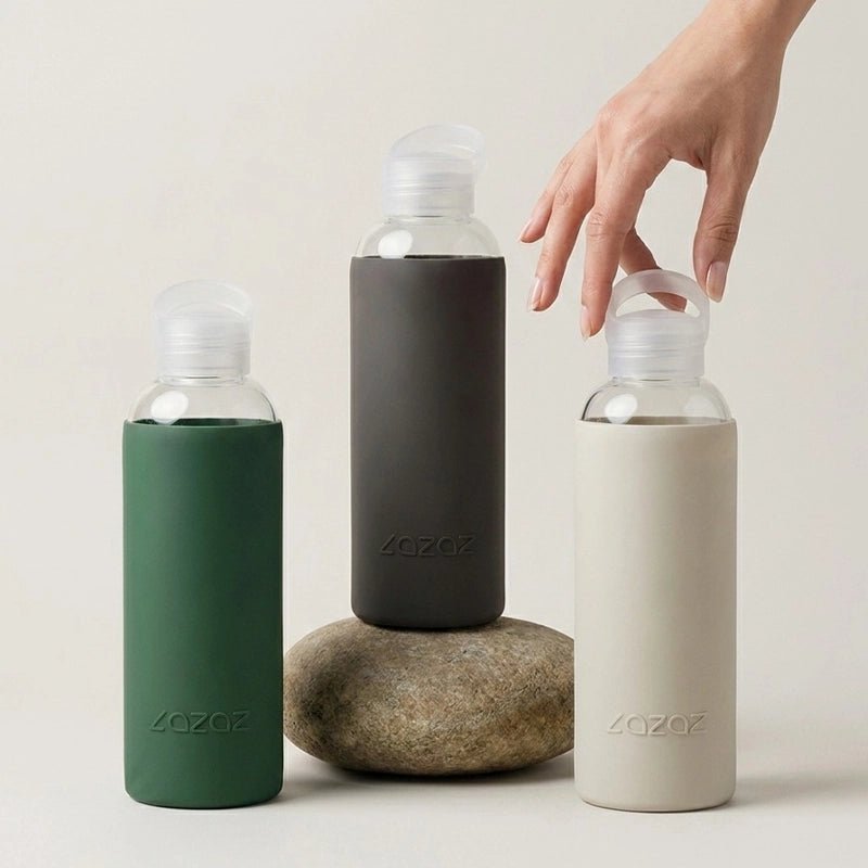 Pursip Borosilicate Glass Water Bottle with Silicone Sleeve – 1L