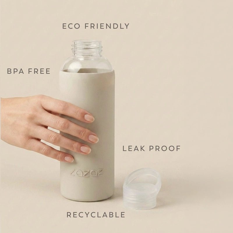 LAZAZ Pursip Borosilicate Glass Water Bottle with Silicone Sleeve – 1L in Kuwait - Waha Lifestyle