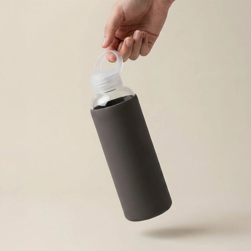 LAZAZ Pursip Borosilicate Glass Water Bottle with Silicone Sleeve – 1L in Kuwait - Waha Lifestyle