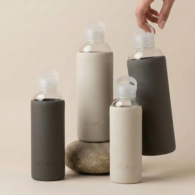 Pursip Borosilicate Glass Water Bottle with Silicone Sleeve – 500ml