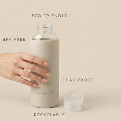 Pursip Borosilicate Glass Water Bottle with Silicone Sleeve – 500ml
