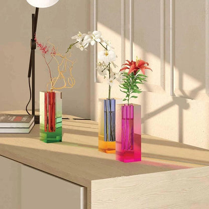 Lulu Colorful Acrylic Square Flower Vase - Waha Lifestyle