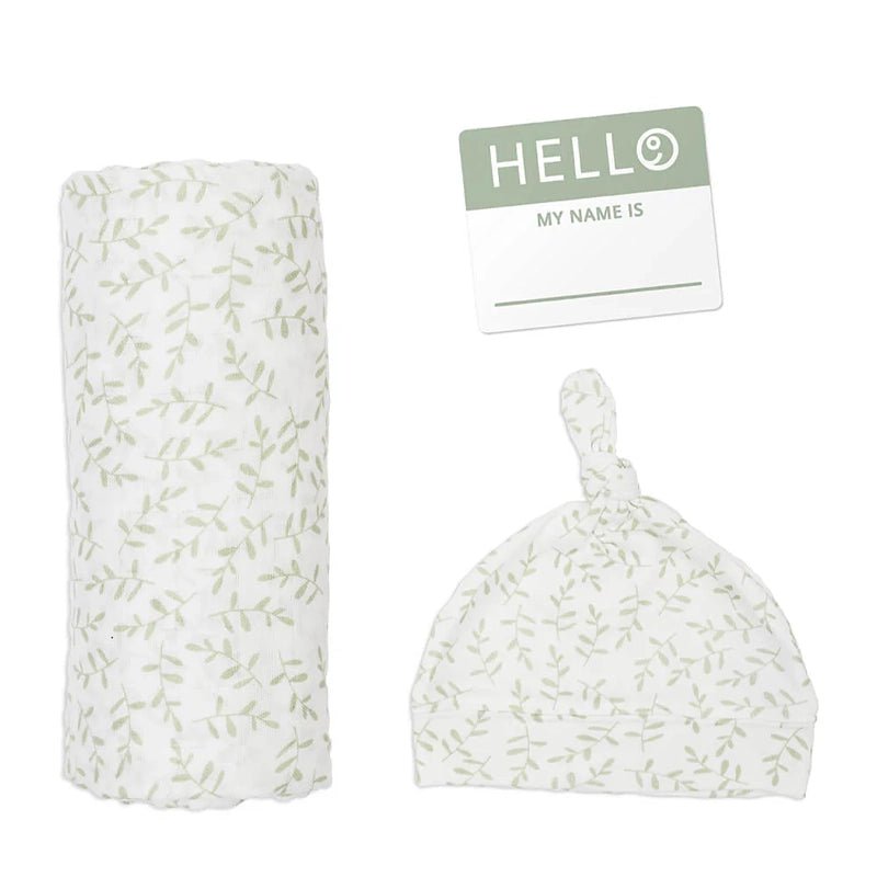 Bamboo Hat &amp; Swaddle Blanket Set Newborns &amp; Babies