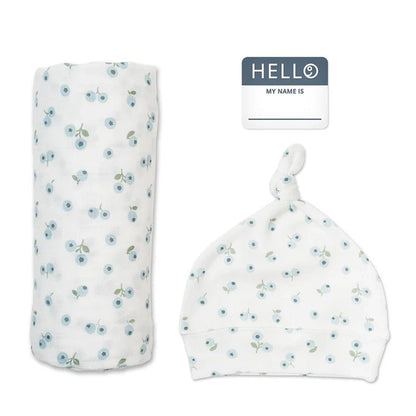 Bamboo Hat &amp; Swaddle Blanket Set Newborns &amp; Babies