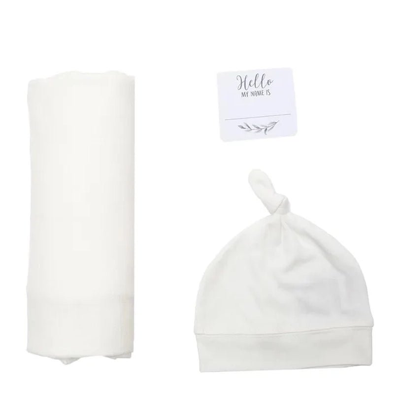 Bamboo Hat &amp; Swaddle Blanket Set Newborns &amp; Babies