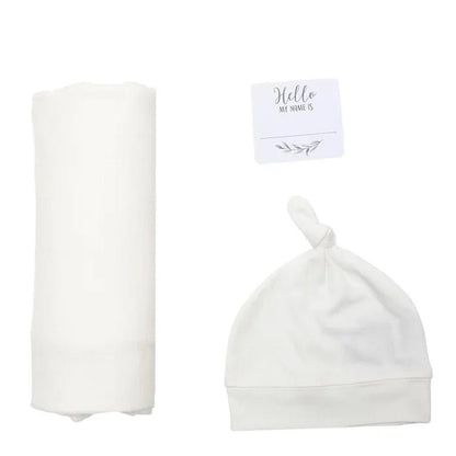 Bamboo Hat &amp; Swaddle Blanket Set Newborns &amp; Babies
