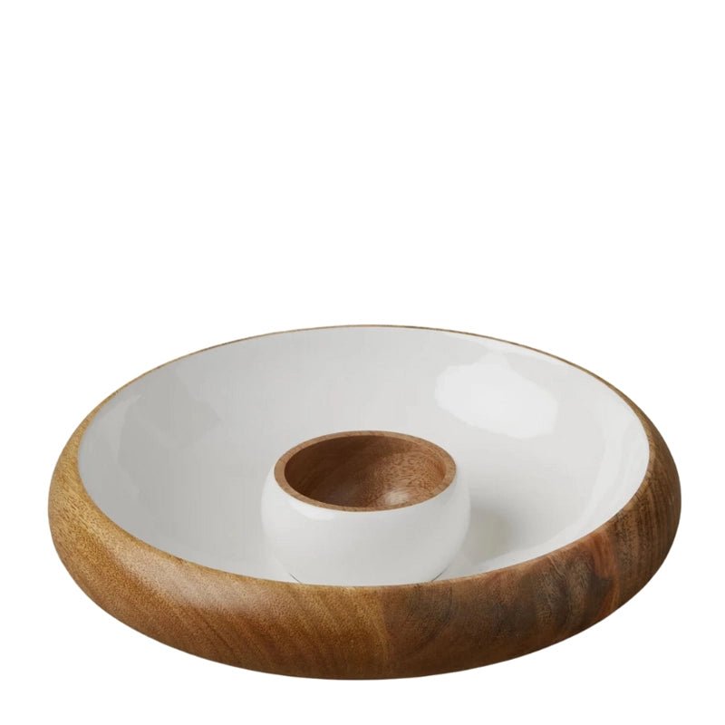 Madras Curva Chip &amp; Dip Wooden Bowl Set - Waha Lifestyle