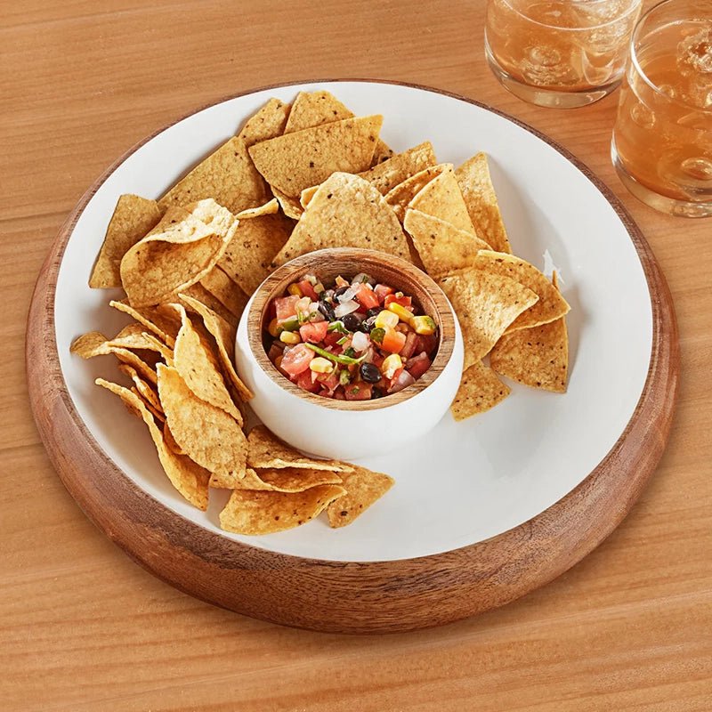 Madras Curva Chip &amp; Dip Wooden Bowl Set - Waha Lifestyle