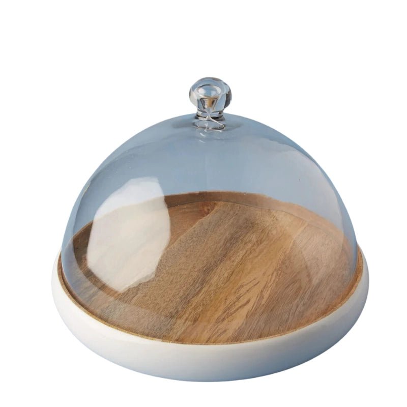 Madras Wooden Tray With Glass Cloche - Waha Lifestyle