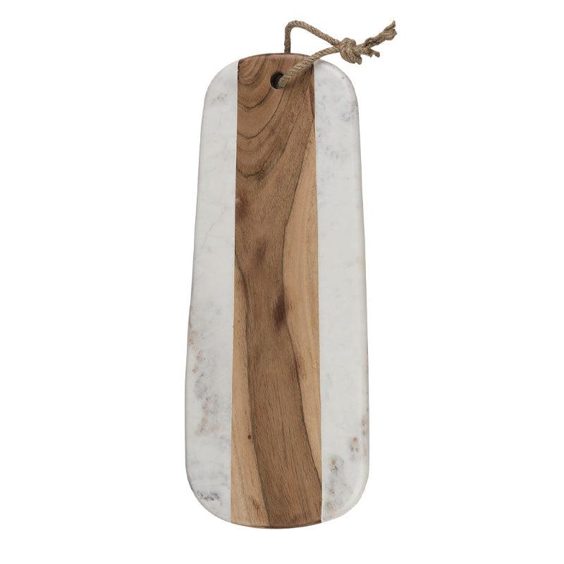 Marble &amp; Acacia Wood Panel Serving Board with Hanging Loop - Waha Lifestyle