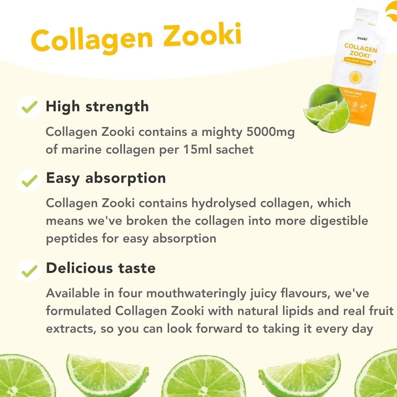 ZOOKI Marine Collagen 5,000mg with Citrus - Lime Flavour - 14 Sachets - Waha Lifestyle