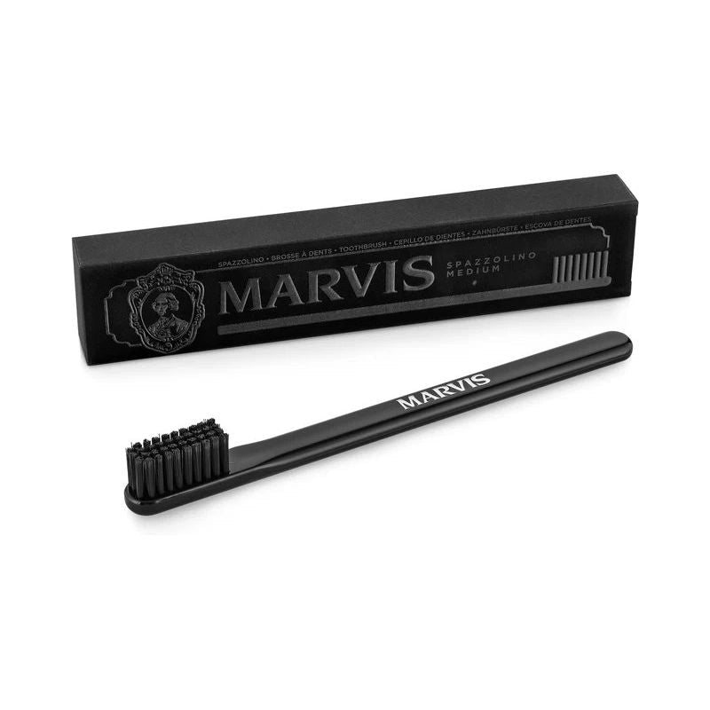 Black Toothbrush – Medium Nylon Bristles with Protective Cap