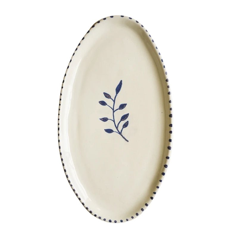 MEANWHILE Hand - painted Botanic Oval Ceramic Plate in Kuwait - Waha Lifestyle
