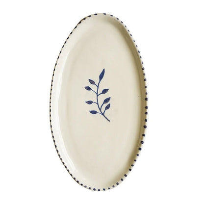 MEANWHILE Hand - painted Botanic Oval Ceramic Plate in Kuwait - Waha Lifestyle
