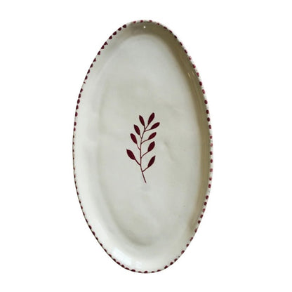 Hand-painted Botanic Oval Ceramic Plate