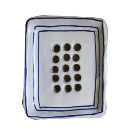 Hand-painted Breton Stripe Ceramic Soap Dish