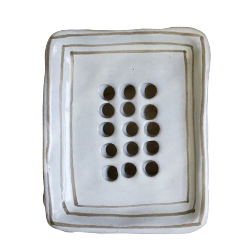 Hand-painted Breton Stripe Ceramic Soap Dish
