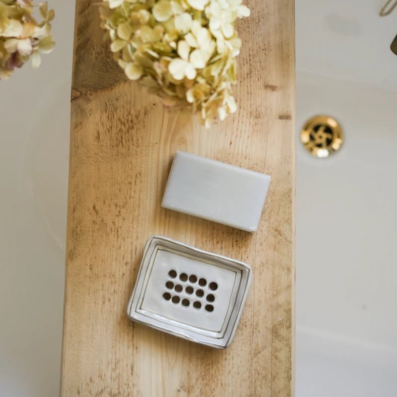 Hand-painted Breton Stripe Ceramic Soap Dish