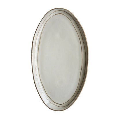Hand-painted Breton Stripe Oval Ceramic Plate
