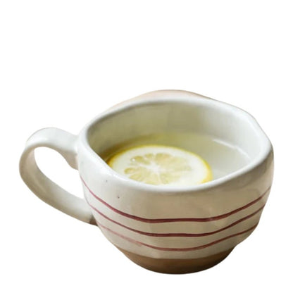 Hand-painted Breton Stripe Ceramic Tea Cup - 250ml