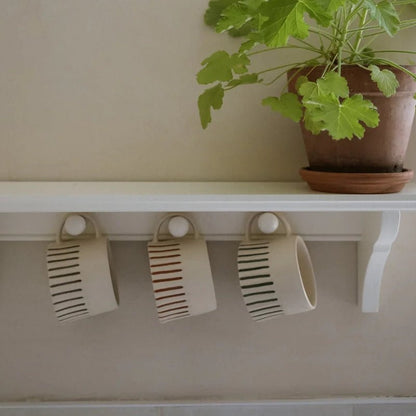 Ridged Painted Ceramic Mug - 250ml