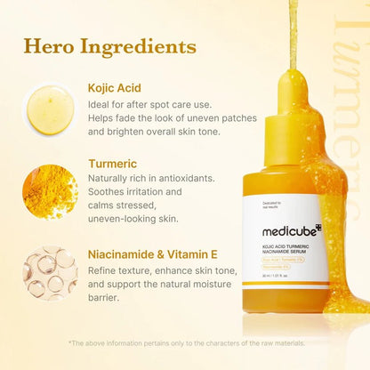 Kojic Acid Turmeric Niacinamide Glow &amp; Brightening Serum - 30ml
