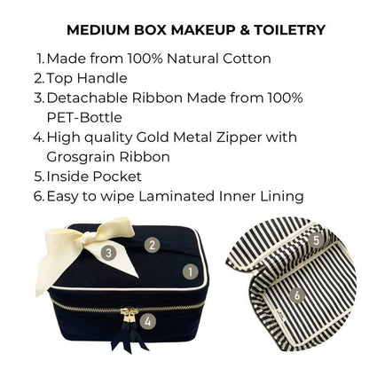 Medium Makeup &amp; Toiletry Cotton Travel Organizer Box - Waha Lifestyle