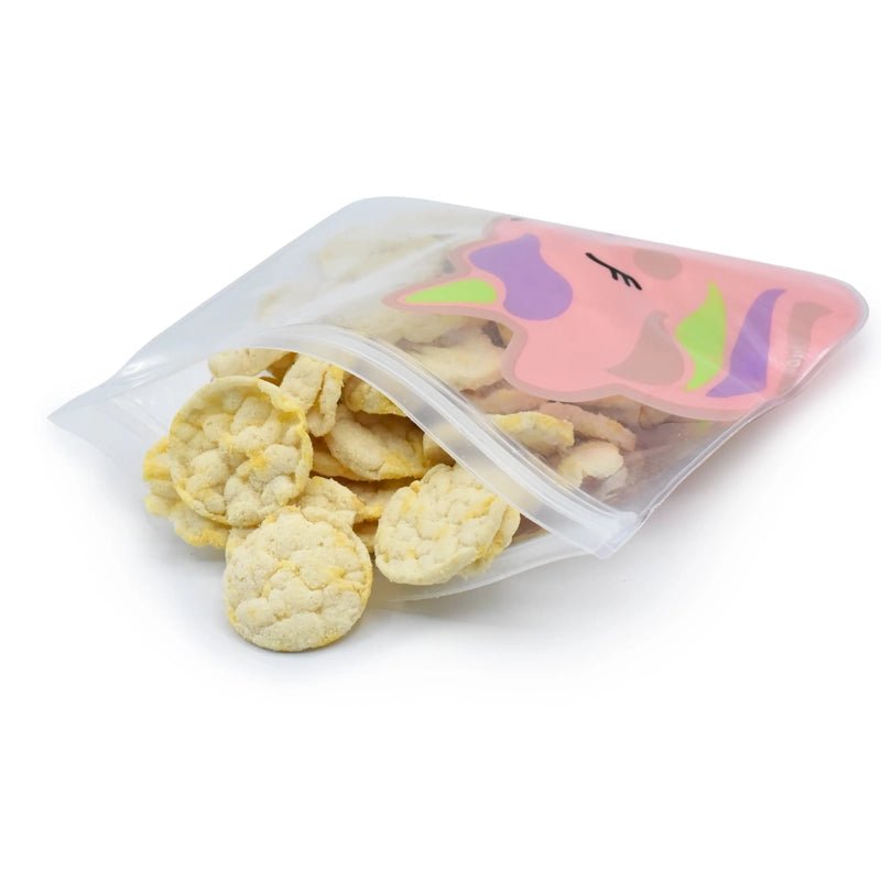 Kids EVA Reusable Leakproof Snack Bags for Food Storage - 4pcs