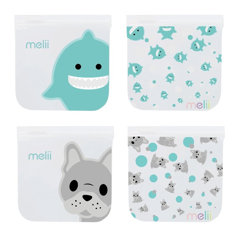 Kids EVA Reusable Leakproof Snack Bags for Food Storage - 4pcs